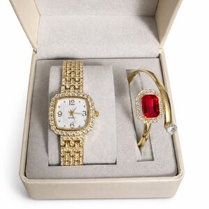 Elegant Gold Watch and Bracelet Set